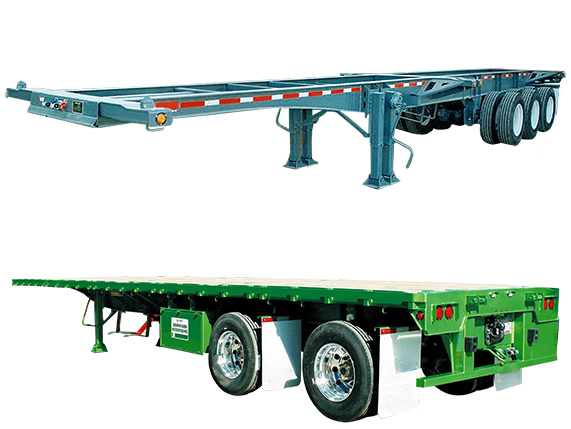 container chassis, Tri axle standard chassis and 2 axle flatbed chassis